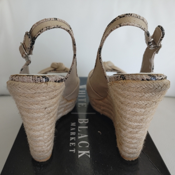 WHBM Daffodil Wedges - Beige with Snake Print Accents - Size 7.5 - Picture 4 of 7